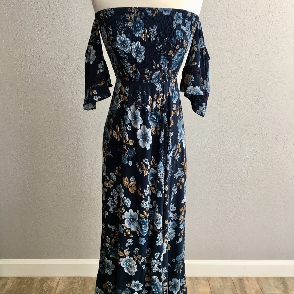 Floral Print Off-the-shoulder Dress